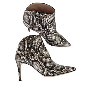 Giuseppe Zanotti Tysha Snake Embossed Leather Ankle Boots 37.5 (US7.5)